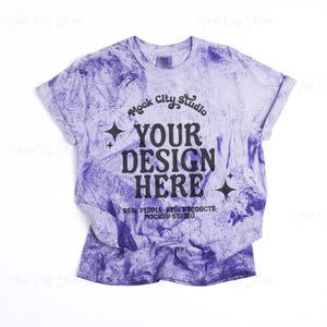 Comfort Colors 1745 Amethyst Color Blast Flat Lay Mockup, Front View Minimalist Mockup, CC1745 Amethyst Purple Mockup