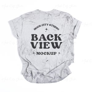 Comfort Colors 1745 Smoke Color Blast Back View Mockup, Flat Lay Mockup, CC1745 Gray Backside Mockup