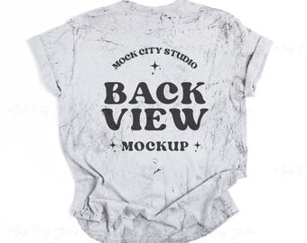 Comfort Colors 1745 Smoke Color Blast Back View Mockup, Flat Lay Mockup, CC1745 Gray Backside Mockup