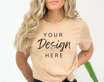 Maqueta de camiseta Sand Dune Bella Canvas 3001 (PNG)