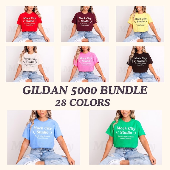 Gildan 5000 Tshirt Mockup Bundle, Gildan Tshirt Mock up Bundle, 5000 Bundle, Gildan Heavy Blend Mockup