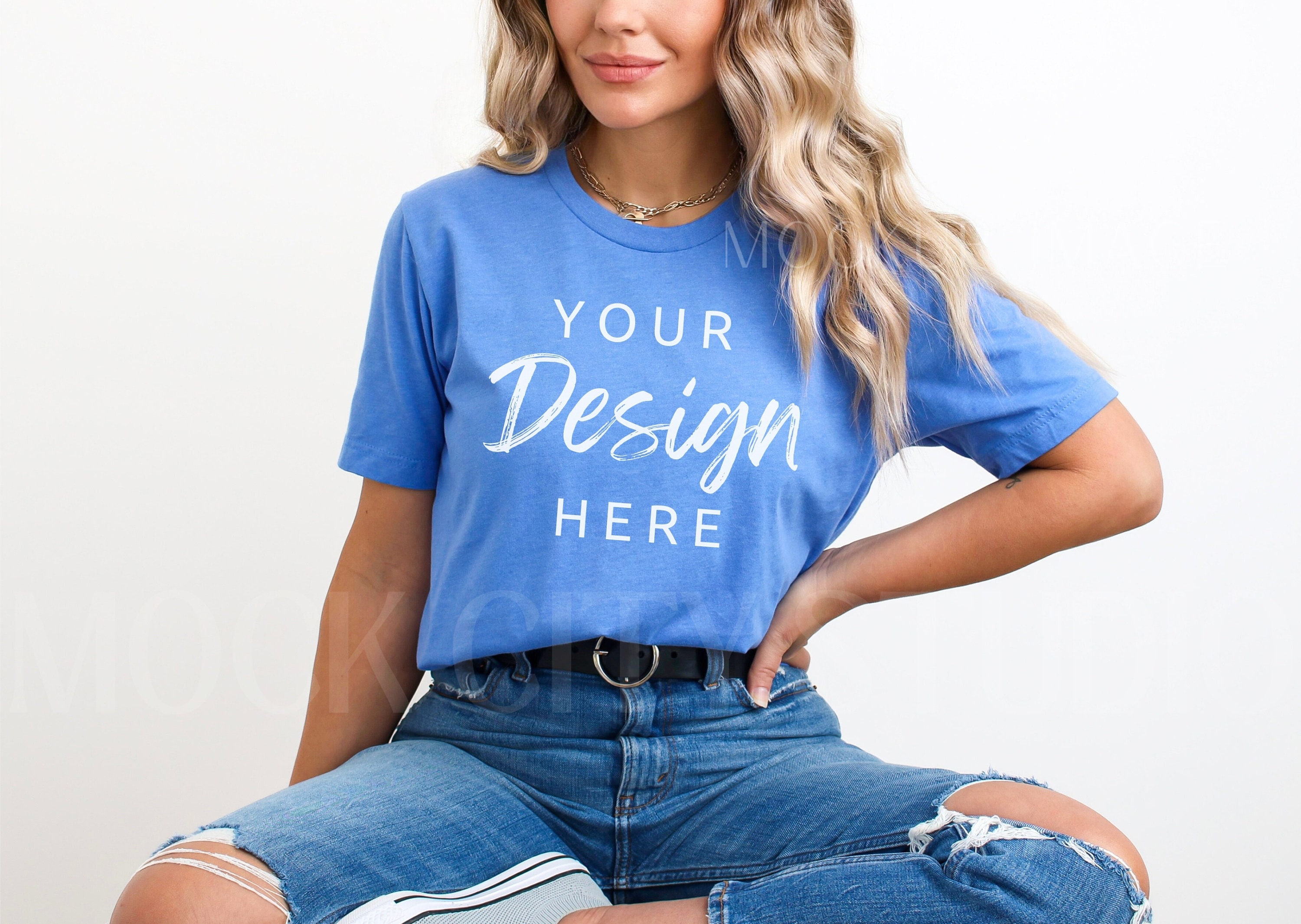 Heather Blue Shirt - Etsy | T-Shirts