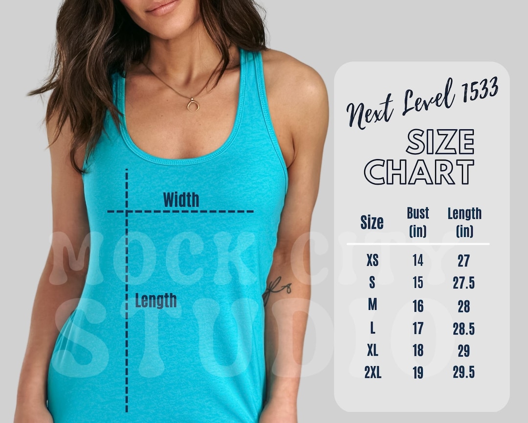 Next Level 1533 Size Chart, Tank Top Size Chart Mockup, Next Level ...