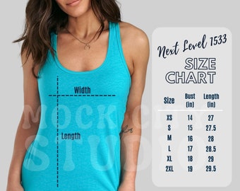 サイズ表、Next Level 1533 タンクトップ サイズ表、1533 サイズ表