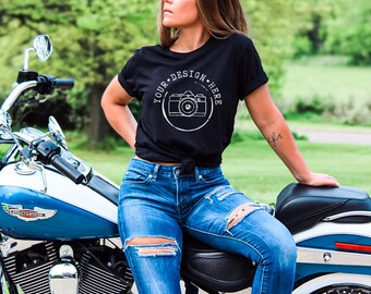 Mockup voor shirt Bella Canvas 3001 zwart | Buitenmodel (digitale mock-up)