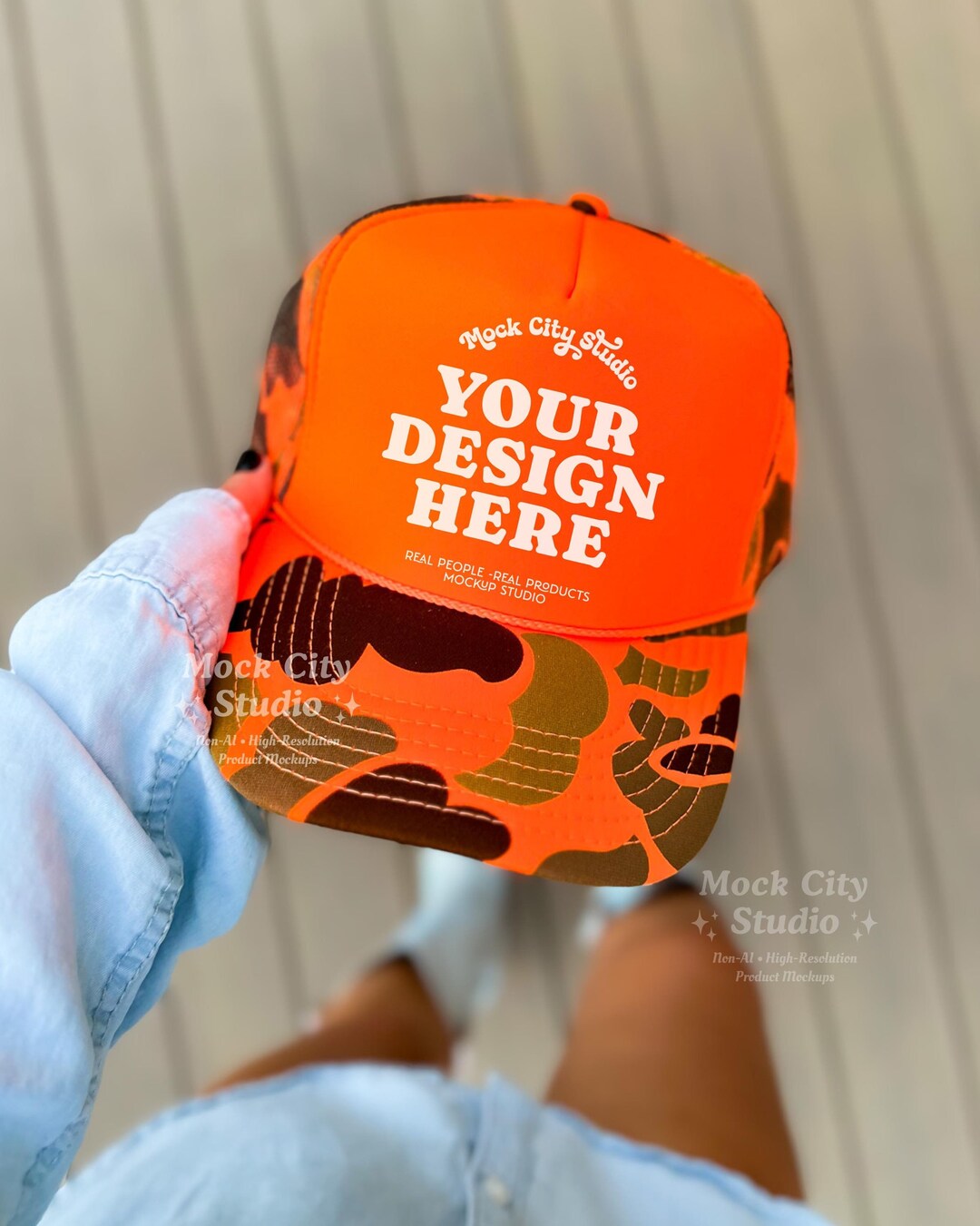 Ottocap Polyester Foam Front Trucker Hat - 5-Panel, Mesh Back, Adjustable Snap (Gray) - Wholesale Bulk Available - View #5