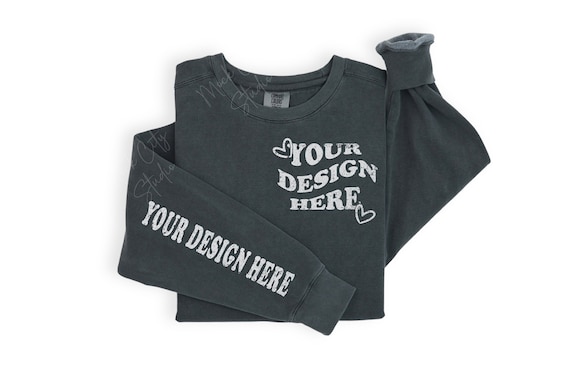 Comfort Colors 1566 Pepper Mockup, Folded Sweatshirt Mockup, Flat Lay Pepper Sweatshirt Mockup, 1566 Comfort Colors Crewneck Mockup