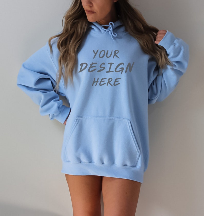 Gildan 18500 Mockup Light Blue Hoodie Mockup Front Hoodie Etsy