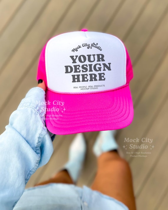 OTTO Pink and White \'Let Them\' Mesh Trucker Hat OTTO Trucker Hat -Soft Pink and White main image 2