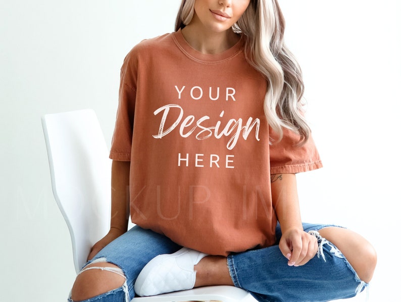 Yam Comfort Colors 1717 Tshirt Mockup, Model Mockup, Comfort Colors Tee Mock, Tshirt Mock up, Oversized Mockup image 1