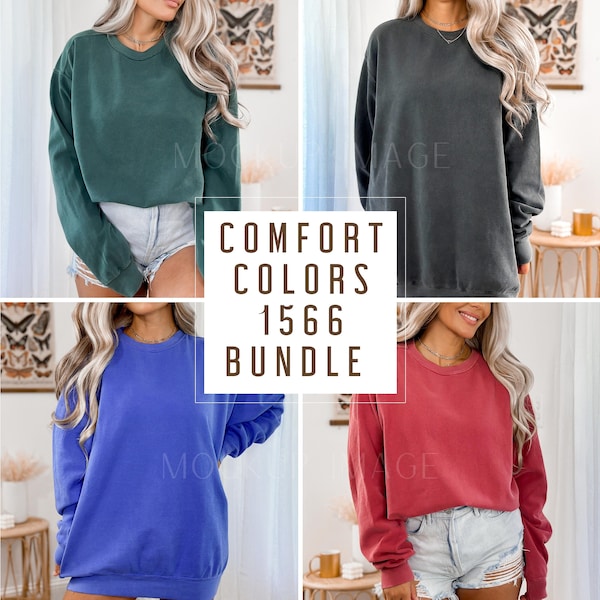 Comfort Colors 1566 Bundle, Crewneck Mockup Bundle, Comfort Colors Sweatshirt Mockups