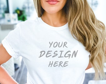 Bella Canvas 3001 White T-Shirt Mockup - Model Mockup
