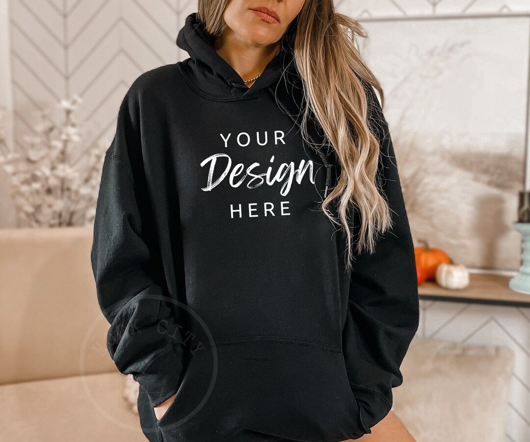 Gildan 18500 Black Hoodie Mockup, Gildan Hooded Sweatshirt Mockup