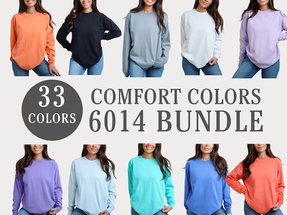 Comfort Colors 6014 Mockup Bundle, Comfort Colors 6014 Long sleeve Shirt Mockup, Long Sleeved Comfort Colors Mock, Model Mockup Bundle