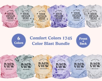 Comfort Colors 1745 Color Blast Tshirt Flat Lay Bundle, Front side Flat Lay Mockup, Backside Flat Lay Mockup, Minimalist Mockup Bundle