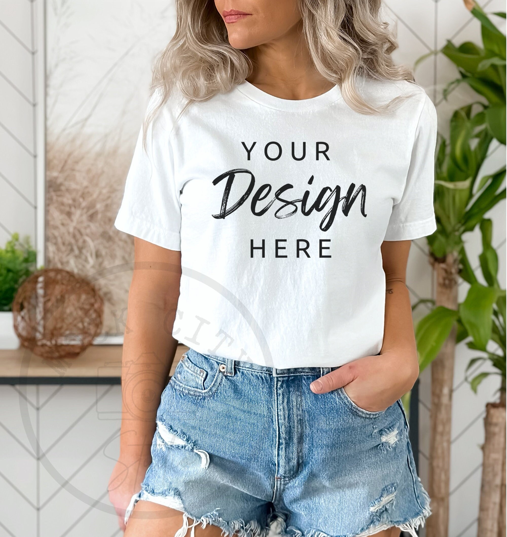 White Bella Canvas 3001 Mock, Tshirt Mockup, Styled Shirt Mockup, Fall Mockup, Womens Tee Mock, White T-Shirt Mockup, White Tshirt mockup