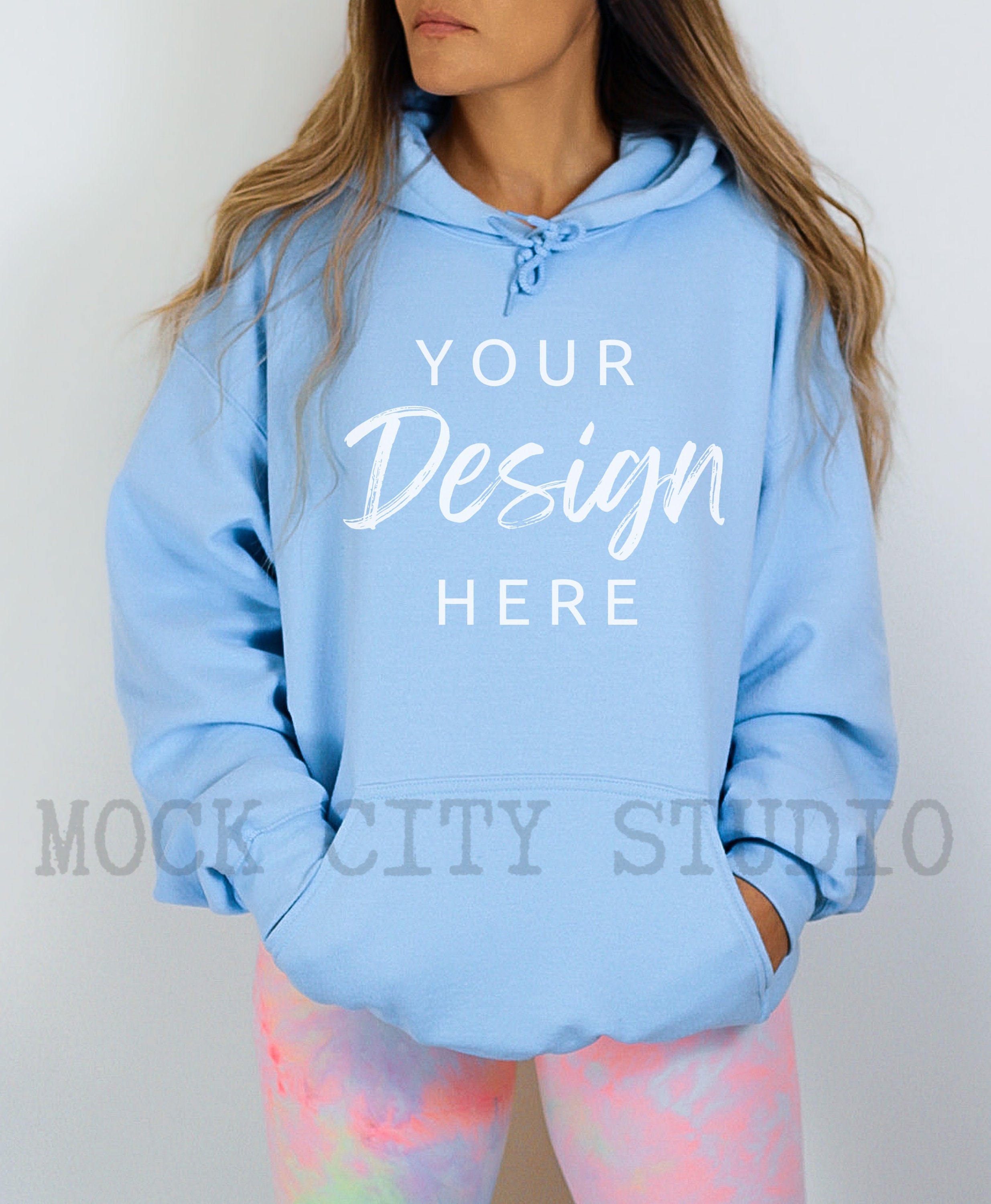 Gildan 18500 Mockup Light Blue Hoodie Mockup Hoodie Mockups Etsy