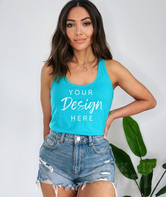 Next Level Women's Ideal Racerback Tank Top - Lightweight, 60% Cotton 40% Polyester, Tahiti Blue, Size Medium - View #2