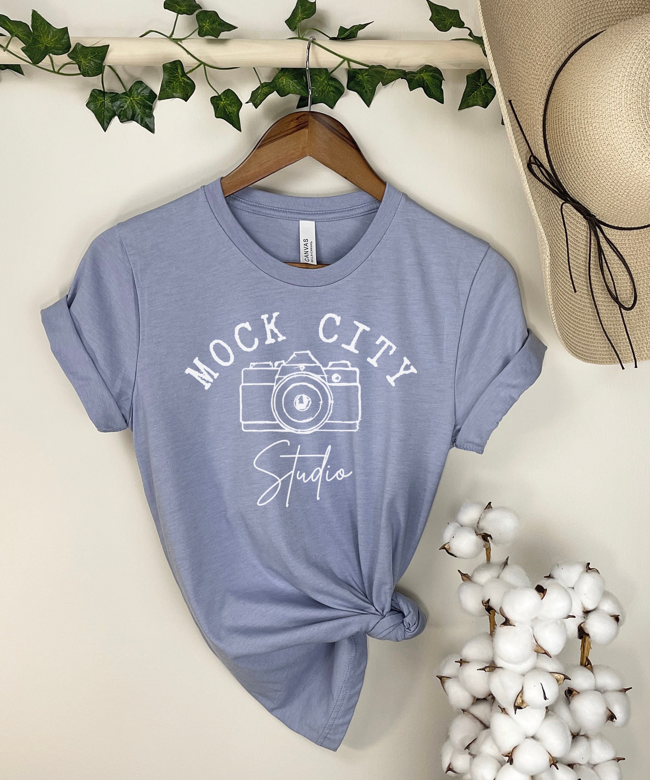 Bella Canvas 3001 Mockup Bella Canvas Heather Blue Shirt Model Mock Hanging Shirt Mock Styled Mockup Blue Tshirt Mockup Boho Mockup