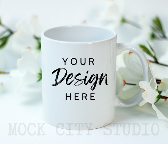 White Coffee Mug Mockup, 11oz Blank Ceramic Cup (PNG Digital File) - Etsy