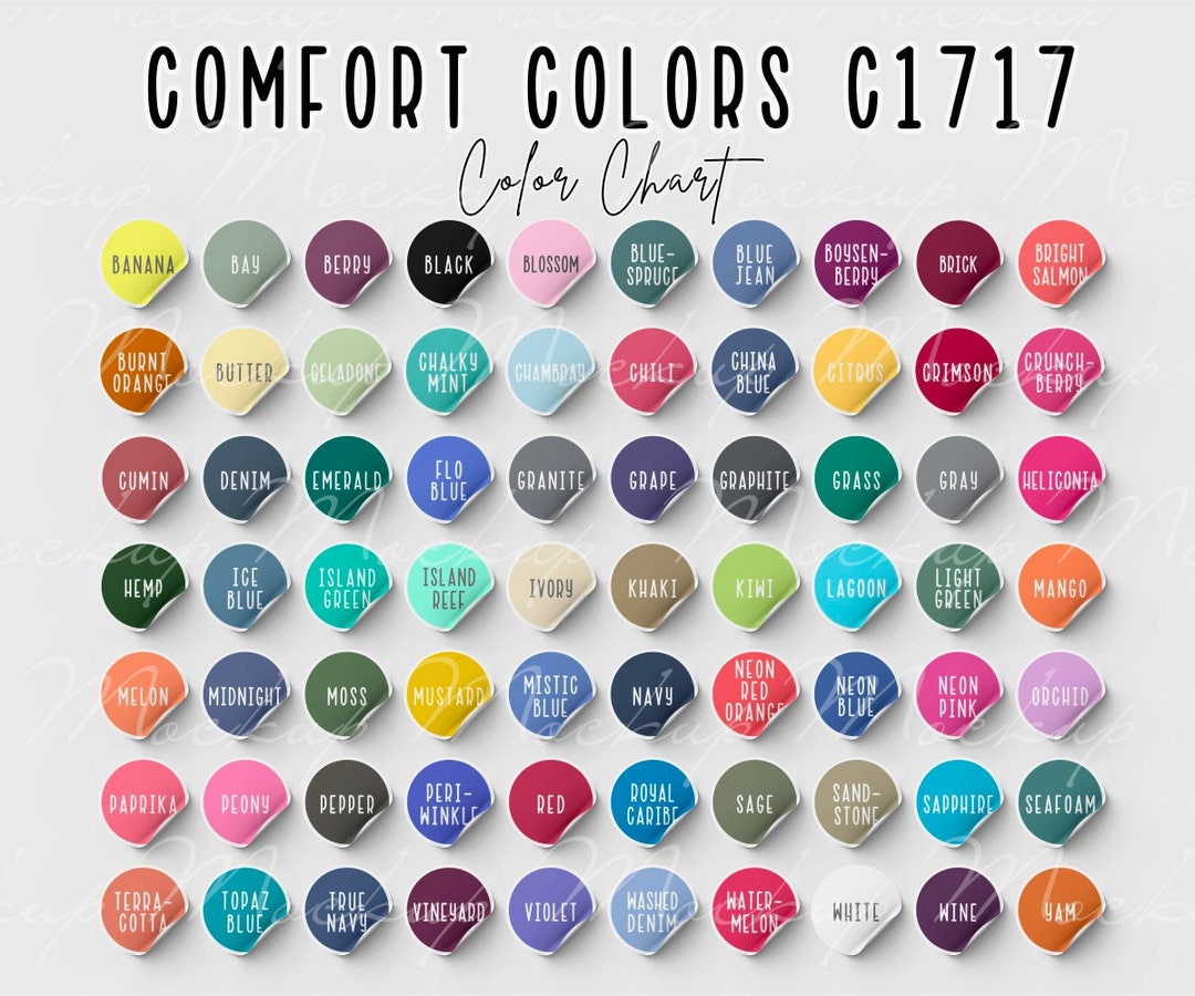 Comfort Colors Color Chart, C1717 Color Chart, Comfort Colors Swatch ...