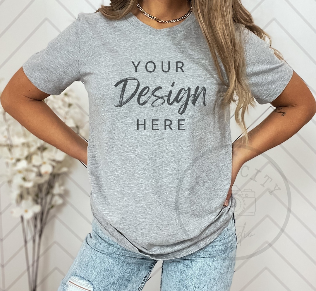 Athletic Heather Bella Canvas 3001, Tshirt Mockup, Heather Gray Shirt ...