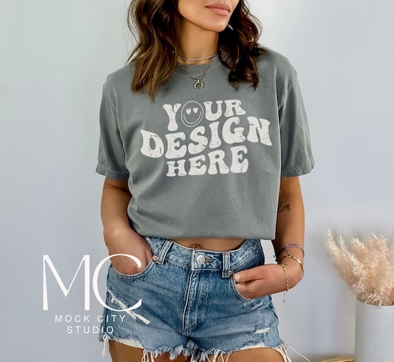 Comfort Colors Grey Mockup, C1717 Tshirt Mockup, Model
