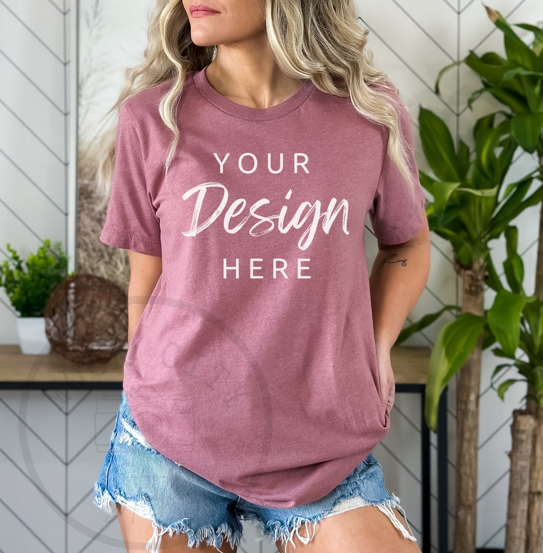 Bella Canvas 3001 Tshirt Mockup Heather Mauve Bella Canvas Shirt Mockup