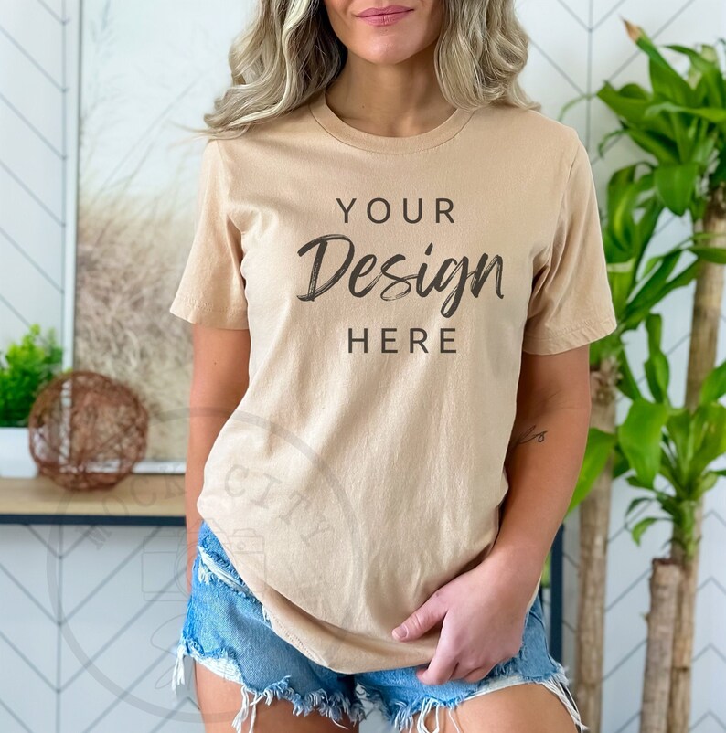 Bella Canvas 3001 TShirt Mockup / Sand Dune Bella Canvas Shirt Mockup / Brown Shirt Mockup / TShirt Mockup / Tee Mockup / Model Mockup immagine 1