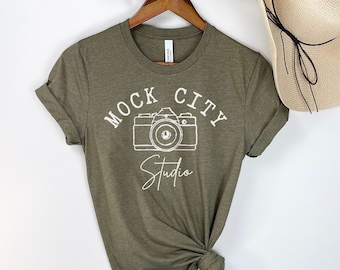 Bella Canvas 3001 Mockup, Heather Olive T-Shirt (PNG)