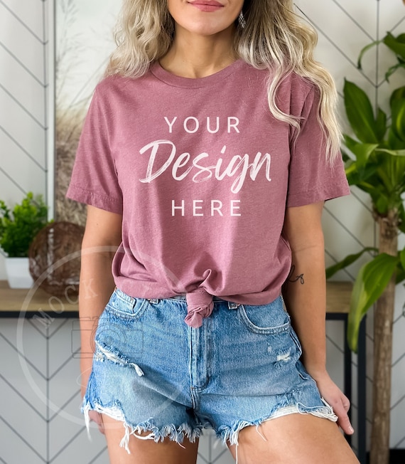Bella Canvas 3001 TShirt Mockup | Heather Mauve Bella Canvas Shirt Mockup | Fall Mockups | TShirt Mockup | Summer Tee Mockup | Simple Mockup