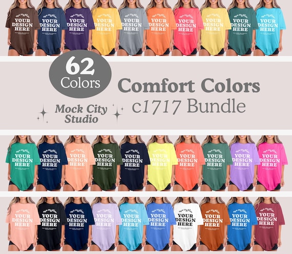 Comfort Colors Tshirt Mockup Bundle, C1717 T-Shirt Mockup Bundle, 62 Colors, Comfort Colors Simple Collection Neutral Model Mockups
