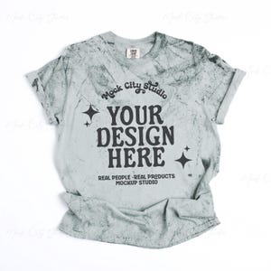 Comfort Colors 1745 Fern Color Blast Flat Lay Mockup, Front View Minimalist Mockup, CC1745 Fern Green Mockup