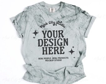 Comfort Colors 1745 Fern Color Blast Flat Lay Mockup, Front View Minimalist Mockup, CC1745 Fern Green Mockup