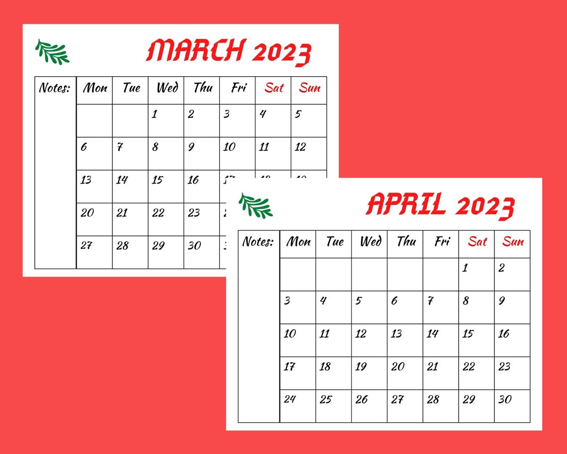 2023 Printable Calendar Planner/ Printable Monthly Calendar - Etsy Ireland