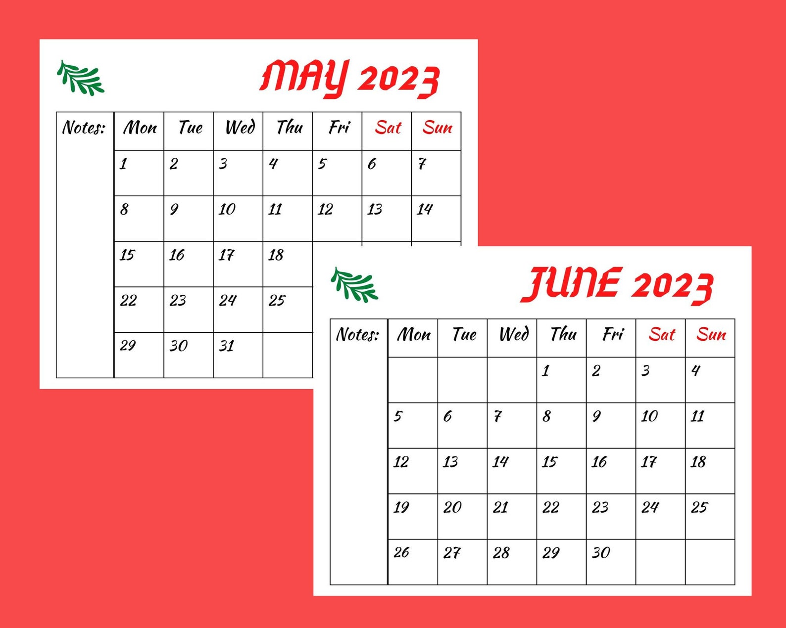 2023 Printable Calendar Planner/ Printable Monthly Calendar - Etsy Ireland