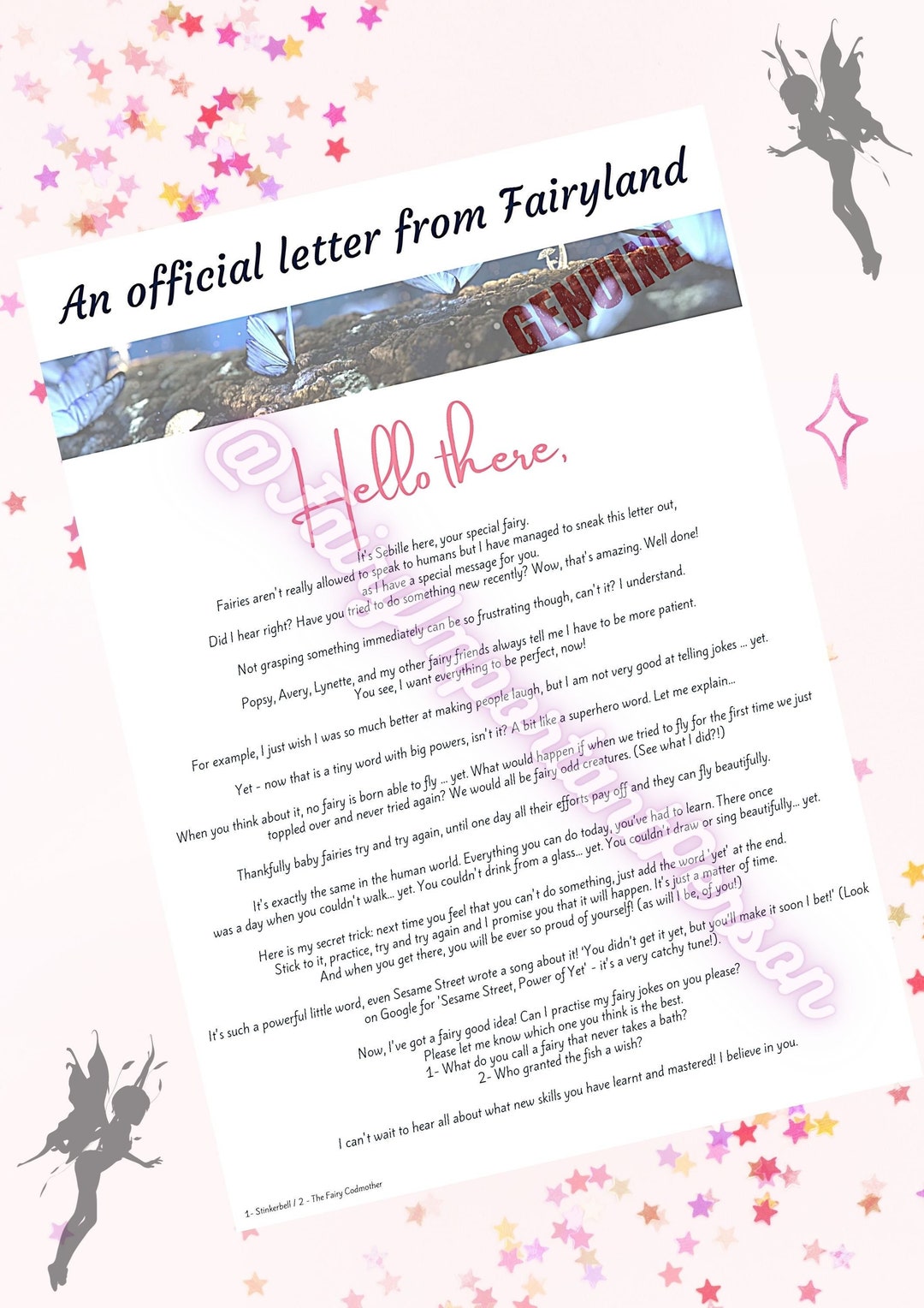 The Power of yet DIGITAL DOWNLOAD Letter From a Real Fairy - Etsy