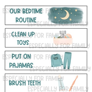 Bedtime Routine Chart | Customizable Digital Download | Teaching Kids | Schedule for Kids | goodnight kids image 2