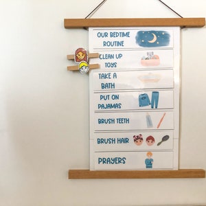 Bedtime Routine Chart | Customizable Digital Download | Teaching Kids | Schedule for Kids | goodnight kids image 1