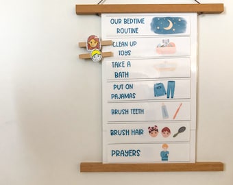 Bedtime Routine Chart | Customizable Digital Download | Teaching Kids | Schedule for Kids | goodnight kids