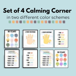 Set of 4 Calming Corner | Kids Wall Art | Grounding techniques | Educational Poster | Homeschool | Classroom Art | Montessori