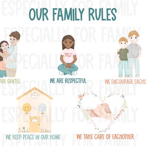 Family Rules Kids Kids Behaviors Digital Download Kids Wall Art Family Expectations Playroom art ADD Autism image 9