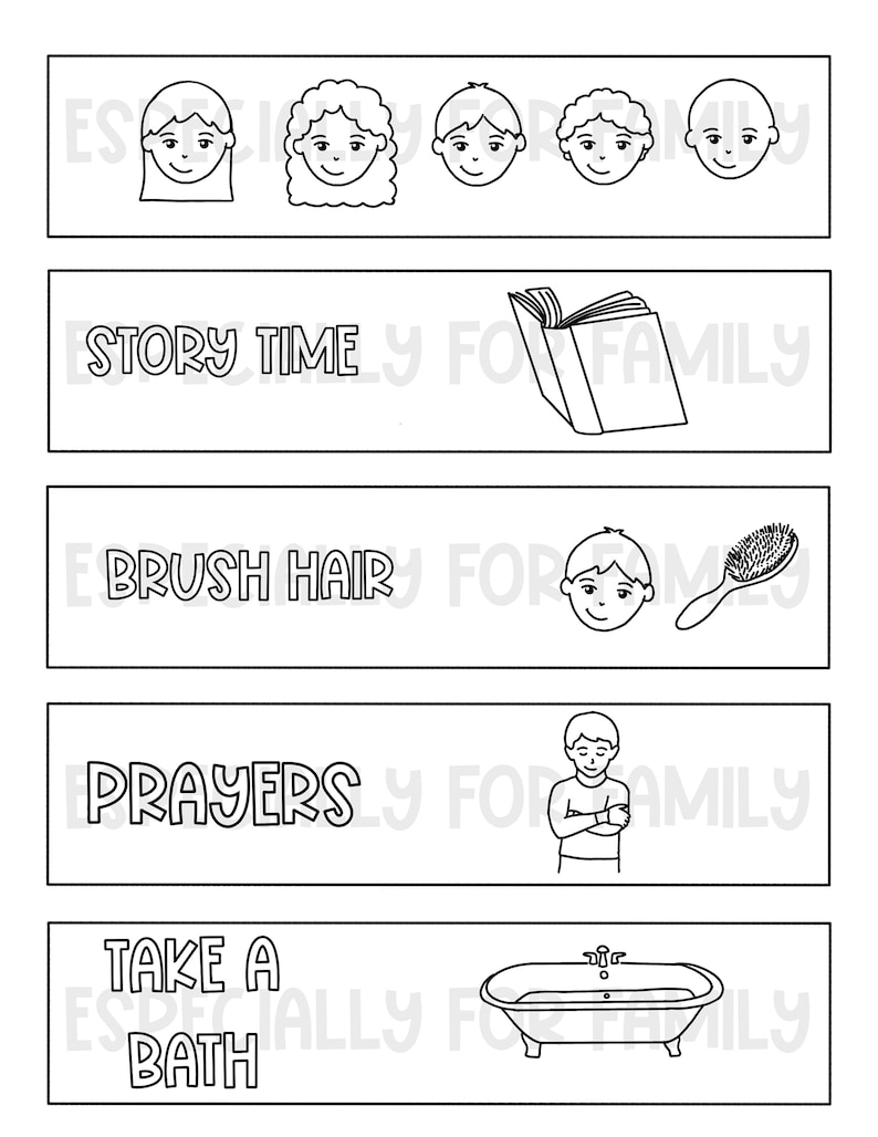Bedtime Routine Chart | Customizable Digital Download | Teaching Kids | Schedule for Kids | goodnight kids image 5