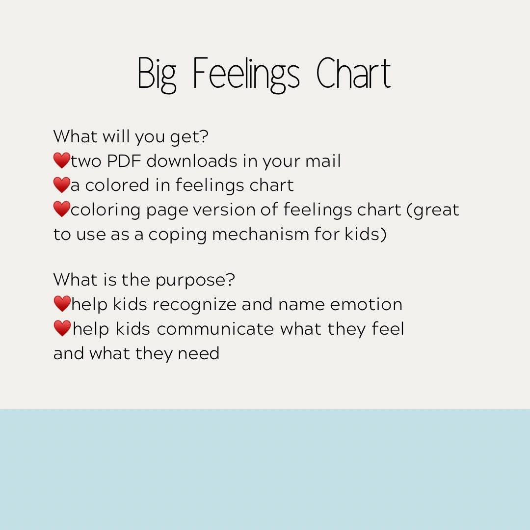 Big Feelings Chart Muted Color Pallet Teaching Kids Emotion Etsy