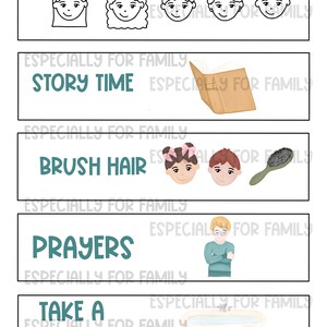 Bedtime Routine Chart | Customizable Digital Download | Teaching Kids | Schedule for Kids | goodnight kids image 3