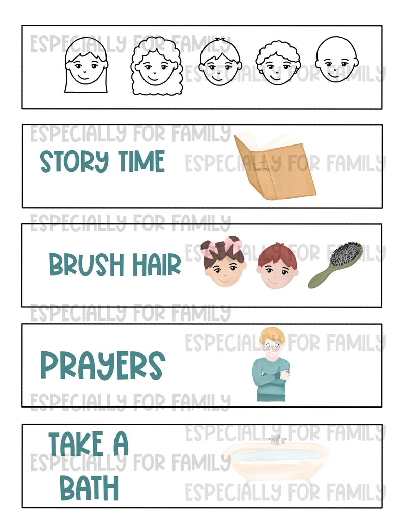 Bedtime Routine Chart | Customizable Digital Download | Teaching Kids | Schedule for Kids | goodnight kids image 3