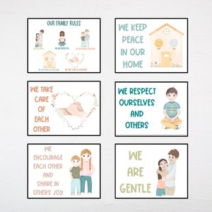 Family Rules | Kids | Kids Behaviors | Digital Download | Kids Wall Art | Family Expectations | Playroom art | ADD Autism