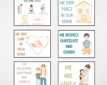 Family Rules | Kids | Kids Behaviors | Digital Download | Kids Wall Art | Family Expectations | Playroom art | ADD Autism