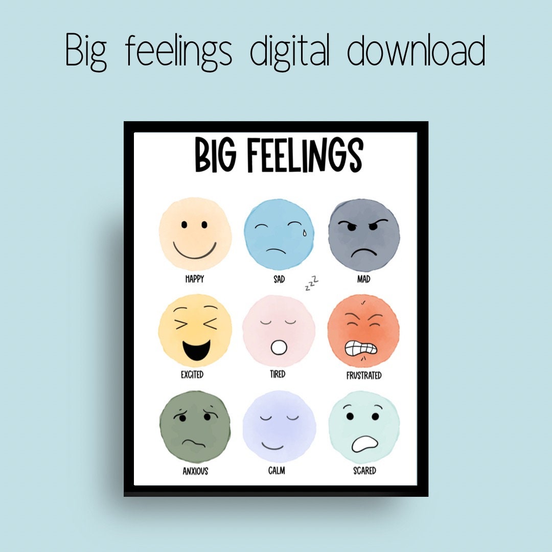 Big Feelings Chart Muted Color Pallet Teaching Kids Emotion Etsy