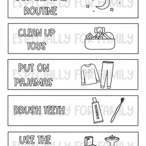 Bedtime Routine Chart | Customizable Digital Download | Teaching Kids | Schedule for Kids | goodnight kids image 4